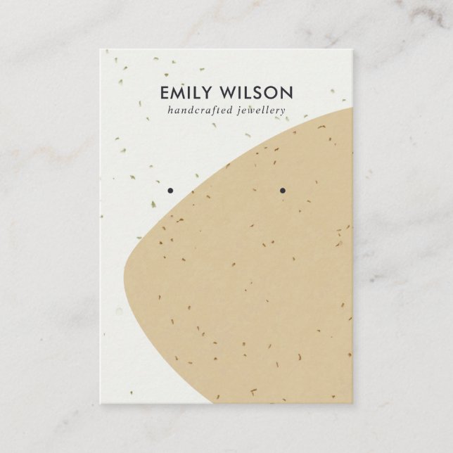 ABSTRACT CERAMIC OCHRE WAVESTUD EARRING DISPLAY BUSINESS CARD (Front)