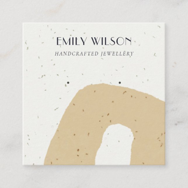 ABSTRACT CERAMIC OCHRE YELLOW STUD EARRING DISPLAY SQUARE BUSINESS CARD (Front)