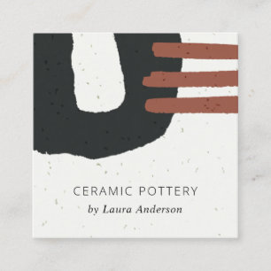 ABSTRACT CERAMIC TEXTURE BLACK RUST CHIC SPECKLED SQUARE BUSINESS CARD