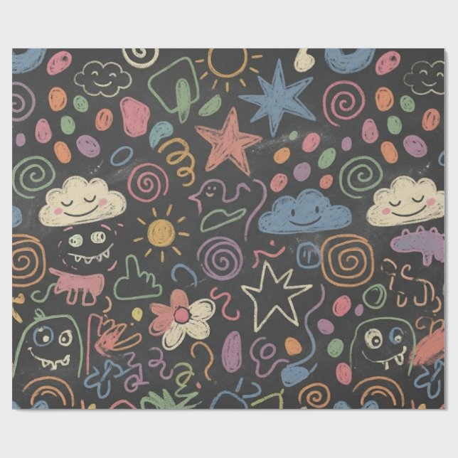 Abstract Chalk Pattern 2025 Wrapping Paper (Flat)