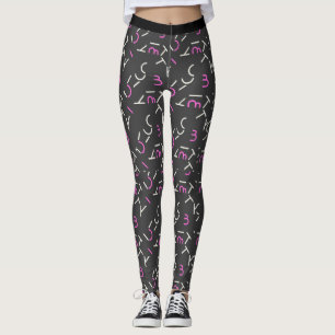 Abstract Chaos Numbers and alphabets Leggings