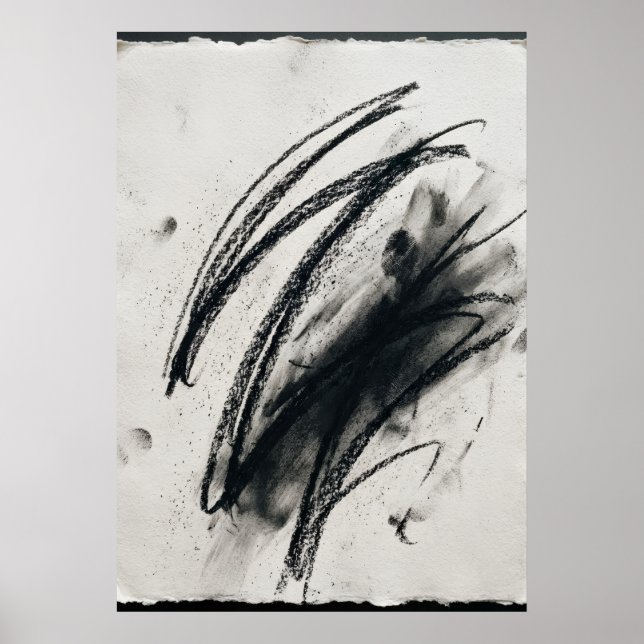 Abstract Charcoal Sketch Poster | Gestural Line Ar (Front)