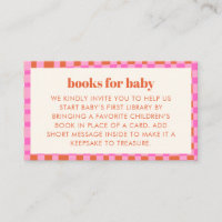Abstract Check Pink Orange Baby Shower Books 