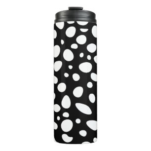 Abstract Cheetah Spots Black & White Monochrome Thermal Tumbler