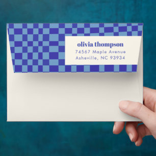 Abstract Chequerboard Blue Shower Return Address Envelope