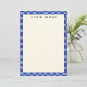 Abstract Chequered Pattern Blue Personalized Name Card