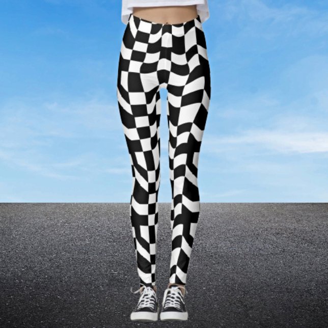 Abstract Chequered Patterned Leggings - Wearable A (Creator Uploaded)