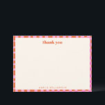 Abstract Chequered Pink Orange Custom Bridal Showe Thank You Card<br><div class="desc">Abstract Chequered Art Pink Orange Custom Bridal Shower Thank You Card</div>