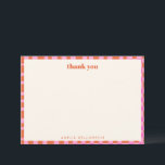 Abstract Chequered Pink Orange Custom Bridal Showe Thank You Card<br><div class="desc">Abstract Chequered Art Pink Orange Custom Bridal Shower Thank You Card</div>