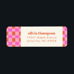 Abstract Chequered Pink Orange Shower Return Addre<br><div class="desc">Abstract Chequered Art Pink Orange Custom Bridal Shower Return Address Labels</div>