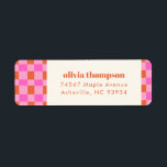 Abstract Chequered Pink Orange Shower Return Addre<br><div class="desc">Abstract Chequered Art Pink Orange Custom Bridal Shower Return Address Labels</div>