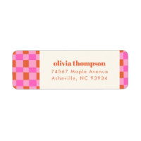 Abstract Chequered Pink Orange Shower Return Addre