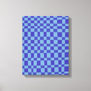 Abstract Chequered Shapes Pattern in Blue   Canvas Print