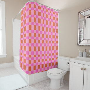 Abstract Chequered Shapes Pattern in Pink