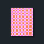 Abstract Chequered Shapes Pattern in Pink Canvas Print<br><div class="desc">Abstract Chequered Shapes Pattern in Pink and Orange Canvas Print</div>