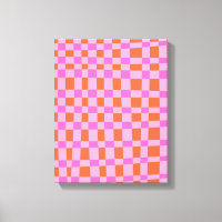 Abstract Chequered Shapes Pattern in Pink