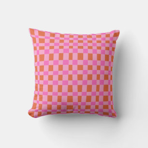 Abstract Chequered Shapes Pattern in Pink    Throw Pillow