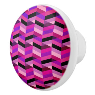 Abstract Chevron/Herringbone   Purples & Violet Ceramic Knob
