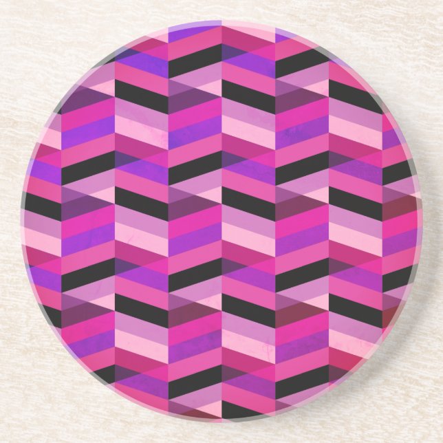 Abstract Chevron/Herringbone | Purples & Violet Coaster (Front)