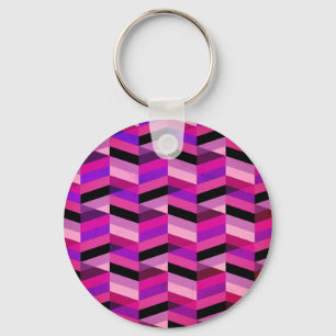 Abstract Chevron/Herringbone   Purples & Violet Keychain