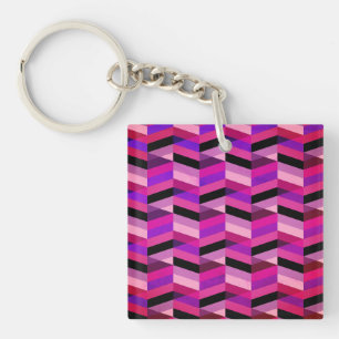 Abstract Chevron/Herringbone   Purples & Violet Keychain