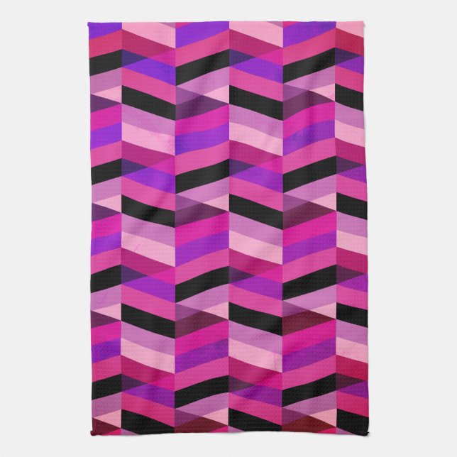 Abstract Chevron/Herringbone | Purples & Violet Kitchen Towel (Vertical)