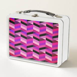 Abstract Chevron/Herringbone   Purples & Violet Metal Lunch Box