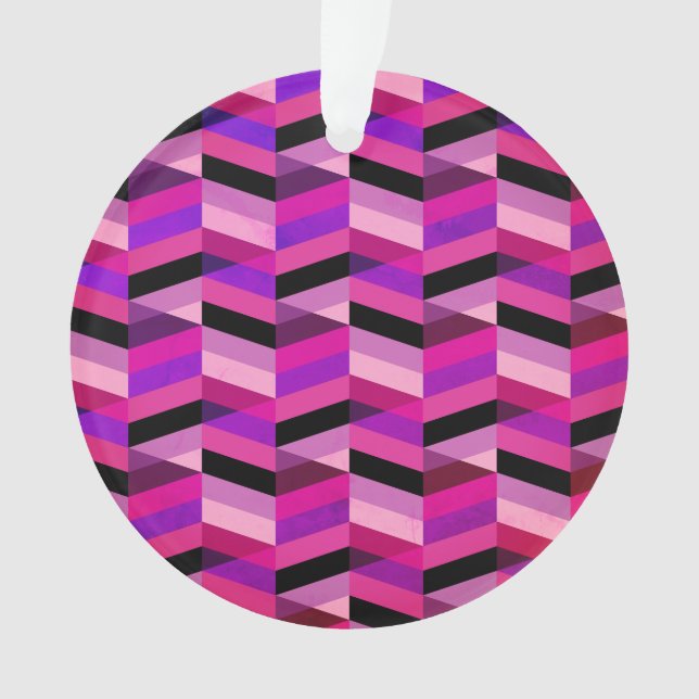Abstract Chevron/Herringbone | Purples & Violet Ornament (Front)