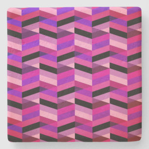 Abstract Chevron/Herringbone   Purples & Violet Stone Coaster