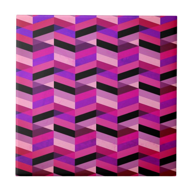Abstract Chevron/Herringbone | Purples & Violet Tile (Front)
