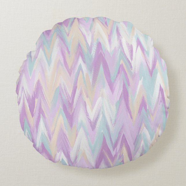 Abstract Chevrons Round Pillow (Front)