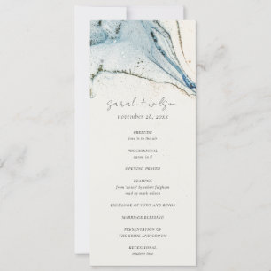 Abstract Chic Blue Gold Beachy Wedding Program