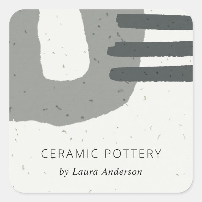 ABSTRACT CHIC CERAMIC TEXTURE BROWN GREY SPECKLED SQUARE STICKER (Front)