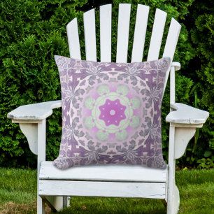 abstract chic girly pattern pastel purple damask throw pillow