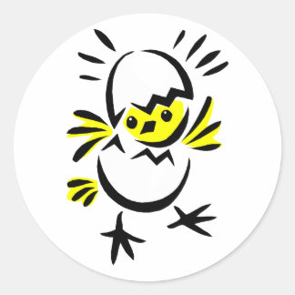 abstract chick half out of egg classic round sticker