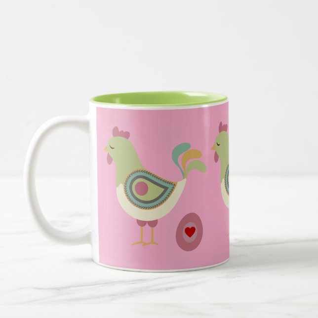 Abstract Chicken & Egg Coffee Cup – Pink (Left)