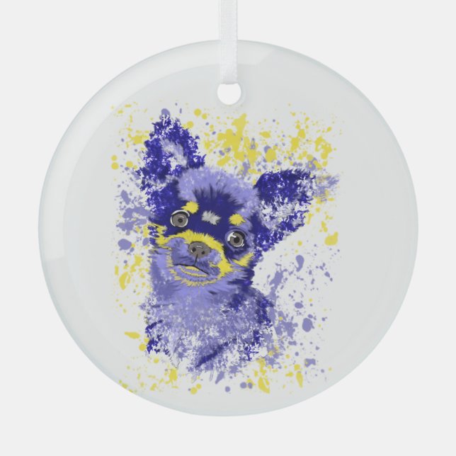 Abstract Chihuahua  Glass Ornament (Front)