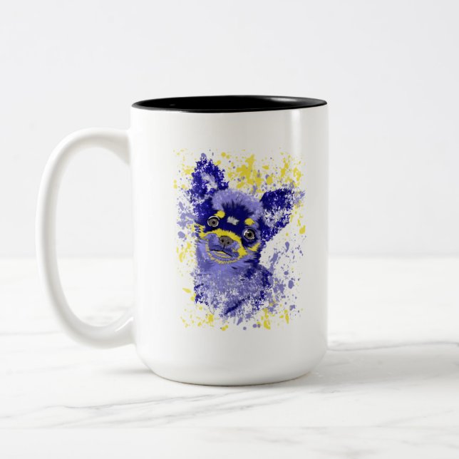 Abstract Chihuahua  Two-Tone Coffee Mug (Left)