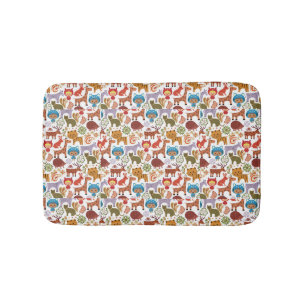 Abstract Child and Animals Pattern Bath Mat