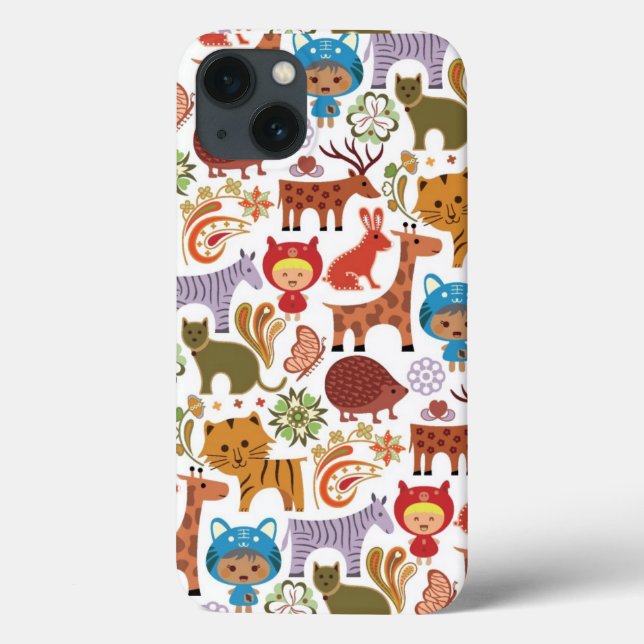 Abstract Child and Animals Pattern Case-Mate iPhone Case (Back)