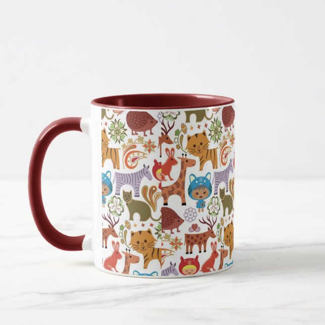 Abstract Child and Animals Pattern Mug (Left)
