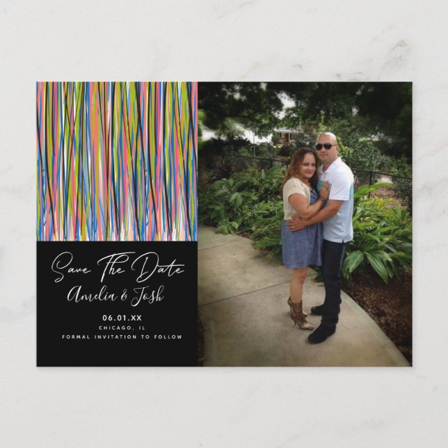 Abstract Chindi Save the Date Photo Postcard (Front)