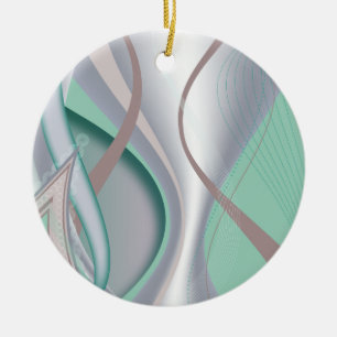 Abstract Chocolate Mint Tornado Ceramic Ornament