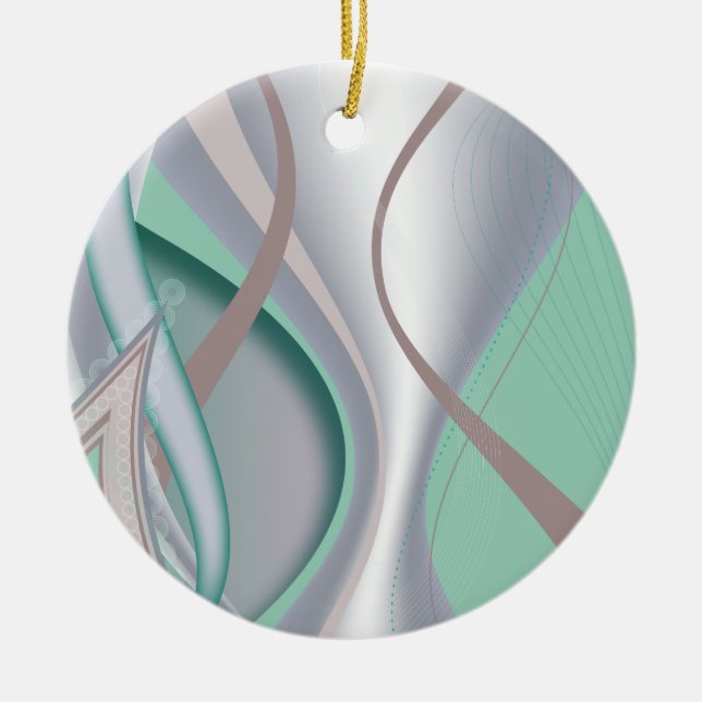 Abstract Chocolate Mint Tornado Ceramic Ornament (Front)