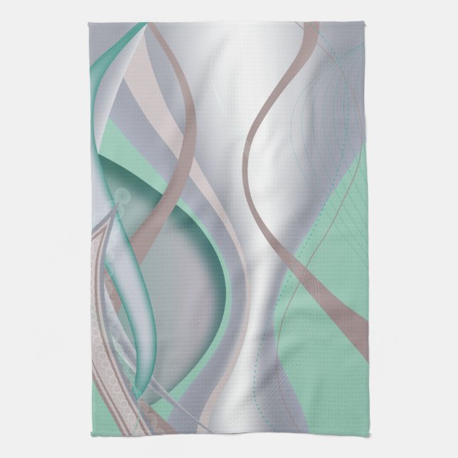 Abstract Chocolate Mint Tornado Kitchen Towel (Vertical)