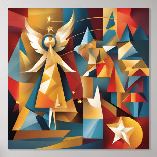 Abstract Christmas Angel Foil Prints