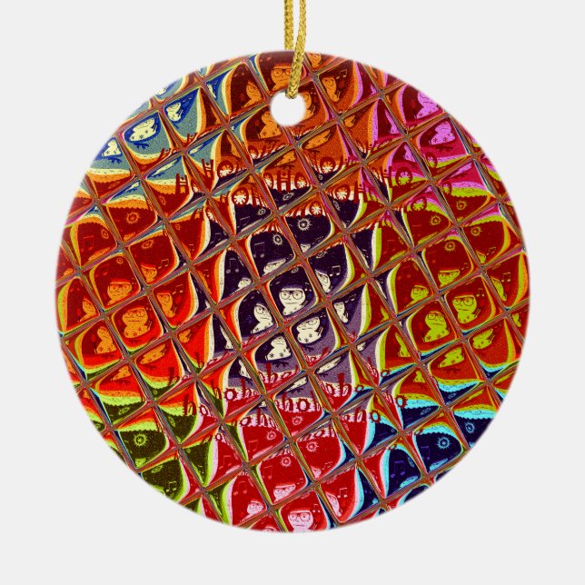 Abstract Christmas Colours Collection. Ceramic Ornament (Front)