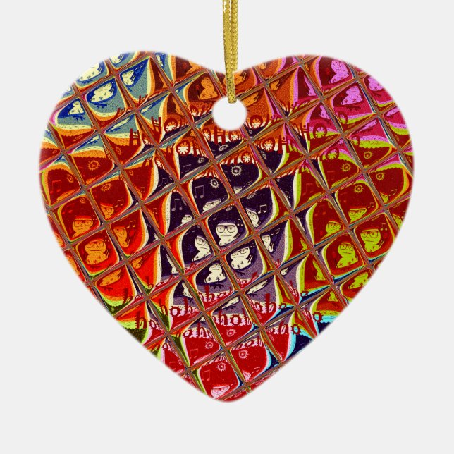 Abstract Christmas Colours Collection. Ceramic Ornament (Front)