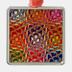 Abstract Christmas Colours Collection. Metal Ornament
