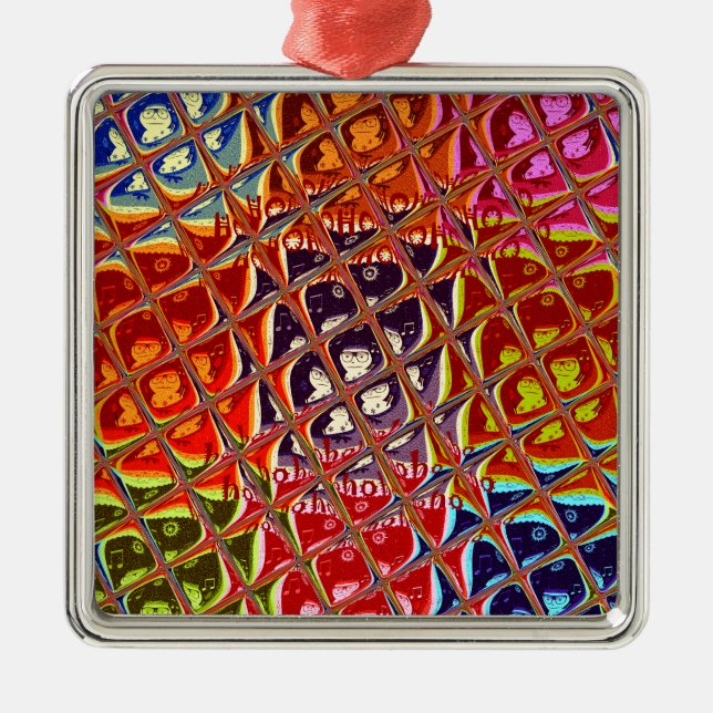 Abstract Christmas Colours Collection. Metal Ornament (Front)